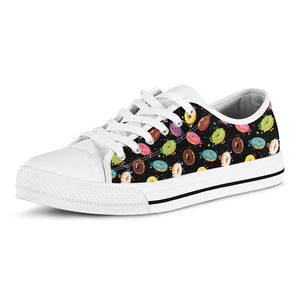 Glaze Donut Pattern Print White Low Top Sneakers
