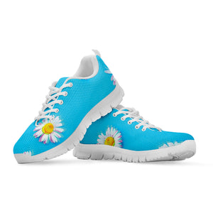Glitch Daisy Flower Print White Running Shoes