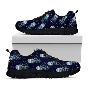 Glowing Jellyfish Pattern Print Black Running Shoes