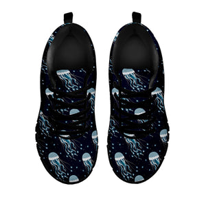 Glowing Jellyfish Pattern Print Black Running Shoes