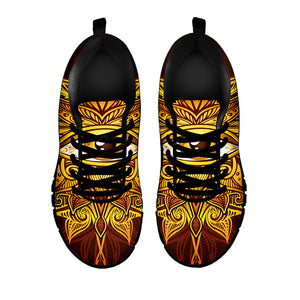 Gold All Seeing Eye Print Black Running Shoes