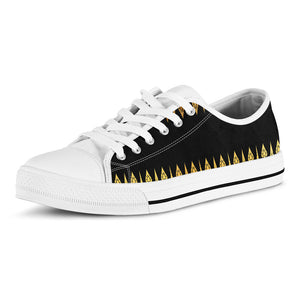 Gold And Black Thai Pattern Print White Low Top Sneakers