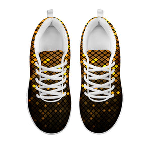 Gold Disco Lights Pattern Print White Running Shoes