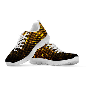 Gold Disco Lights Pattern Print White Running Shoes