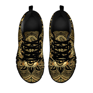 Gold Hamsa Hand Print Black Running Shoes