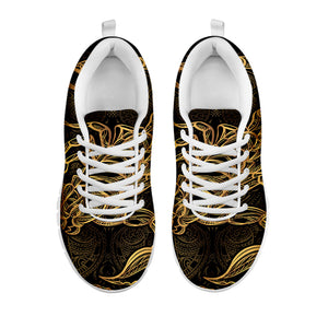 Gold Scorpio Print White Running Shoes