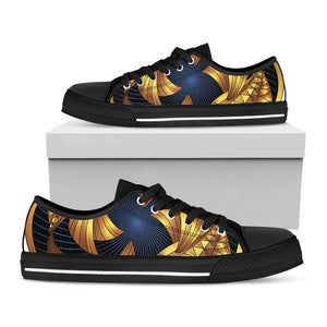 Golden Pisces Zodiac Sign Print Black Low Top Sneakers