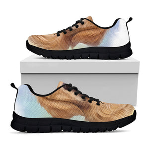 Golden Retriever Portrait Print Black Running Shoes