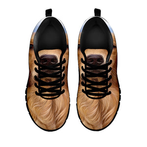 Golden Retriever Portrait Print Black Running Shoes