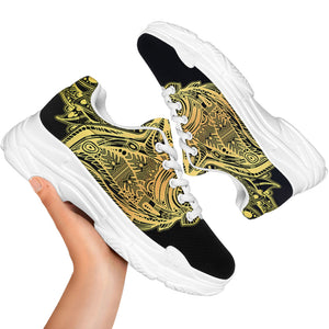 Golden Spiritual Stingray Print White Chunky Shoes