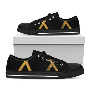 Golden Star of David Print Black Low Top Sneakers