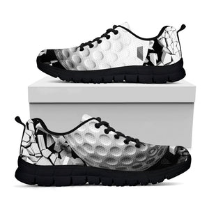 Golf Ball Breaking Wall Print Black Running Shoes