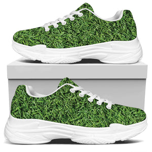 Golf Course Grass Print White Chunky Shoes