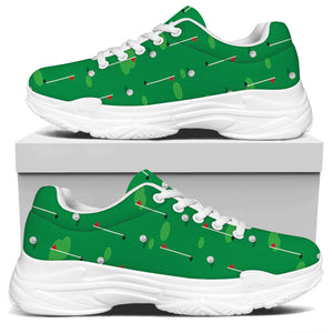 Golf Course Pattern Print White Chunky Shoes
