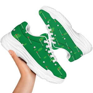 Golf Course Pattern Print White Chunky Shoes