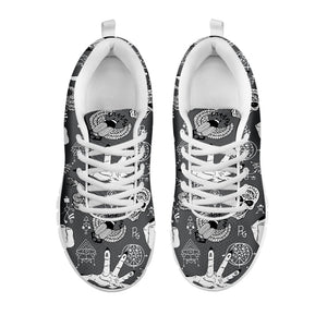 Gothic Wicca Curse Print White Running Shoes