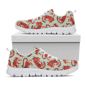 Gouache Tiger Pattern Print White Running Shoes