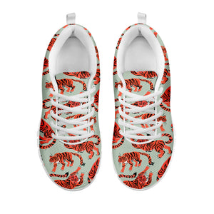 Gouache Tiger Pattern Print White Running Shoes