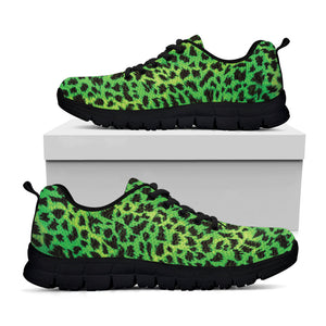 Green And Black Cheetah Print Black Running Shoes