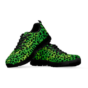 Green And Black Cheetah Print Black Running Shoes