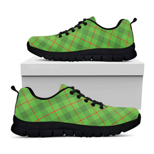 Green And Red Plaid Pattern Print Black Running Shoes