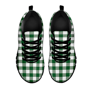 Green And White Buffalo Check Print Black Running Shoes
