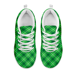 Green And White Plaid Pattern Print White Running Shoes
