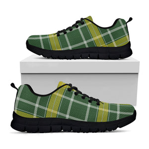 Green And Yellow Stewart Tartan Print Black Running Shoes