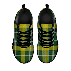 Green And Yellow Stewart Tartan Print Black Running Shoes