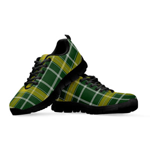 Green And Yellow Stewart Tartan Print Black Running Shoes