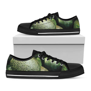 Green Avocado Print Black Low Top Sneakers