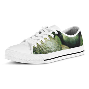 Green Avocado Print White Low Top Sneakers