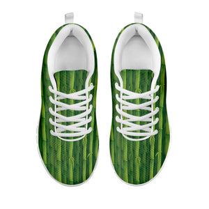 Green Bamboo Tree Pattern Print White Running Shoes
