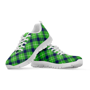 Green Blue And White Plaid Pattern Print White Running Shoes