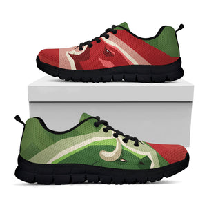 Green Bull And Red Bear Stock Print Black Running Shoes