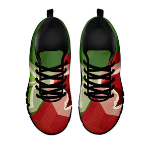 Green Bull And Red Bear Stock Print Black Running Shoes