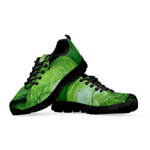 Green Cabbage Print Black Running Shoes