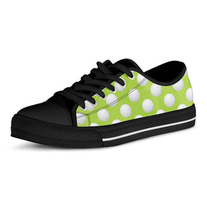 Green Golf Ball Pattern Print Black Low Top Sneakers