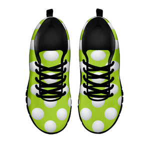 Green Golf Ball Pattern Print Black Running Shoes