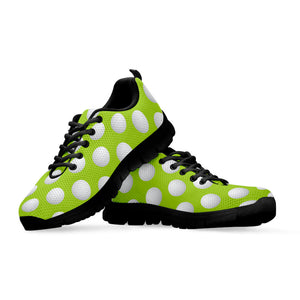 Green Golf Ball Pattern Print Black Running Shoes
