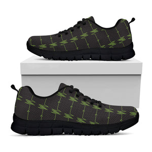 Green Heartbeat Pattern Print Black Running Shoes