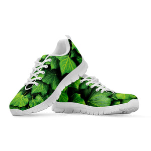 Green Ivy Leaf Print White Running Shoes