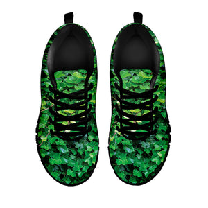 Green Ivy Wall Print Black Running Shoes
