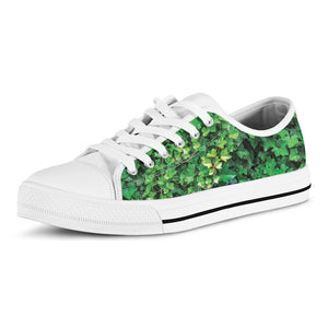 Green Ivy Wall Print White Low Top Sneakers