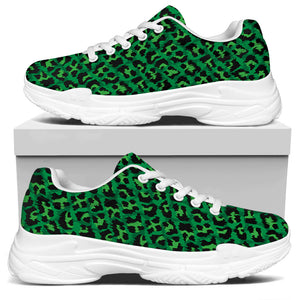 Green Leopard Print White Chunky Shoes
