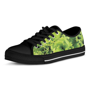Green Lettuce Salad Print Black Low Top Sneakers