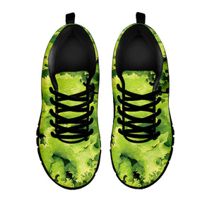 Green Lettuce Salad Print Black Running Shoes