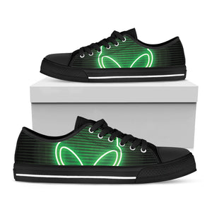 Green Light Alien Print Black Low Top Sneakers