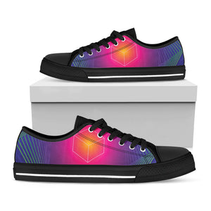 Green Light EDM Geometric Print Black Low Top Sneakers