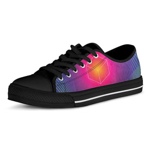 Green Light EDM Geometric Print Black Low Top Sneakers